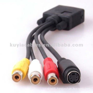 SVGA VGA to S-Video 3 RCA Composite Cable AV TV S-Video Converter Cable